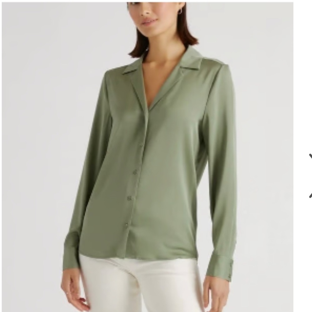 QUINCE Washable Stretch Silk Notch Collar Blouse Size L